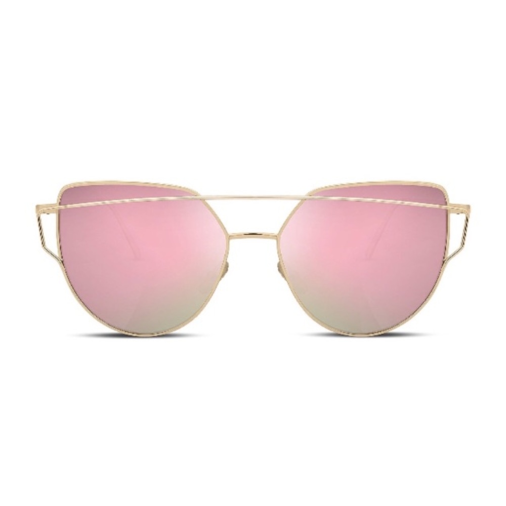 Pink Gold Mirrored Cat Eye Aviators - Picture 2 of 3
